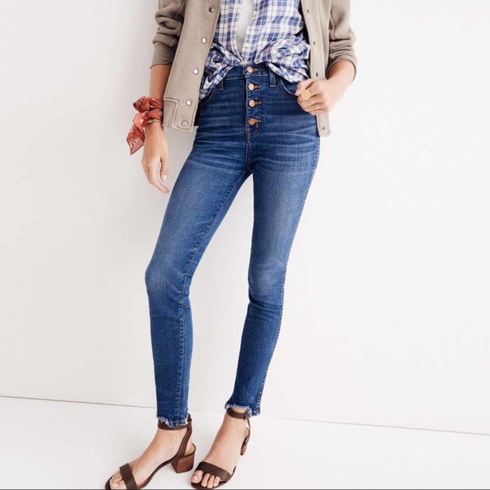 Madewell high rise button fly chewed hem edition